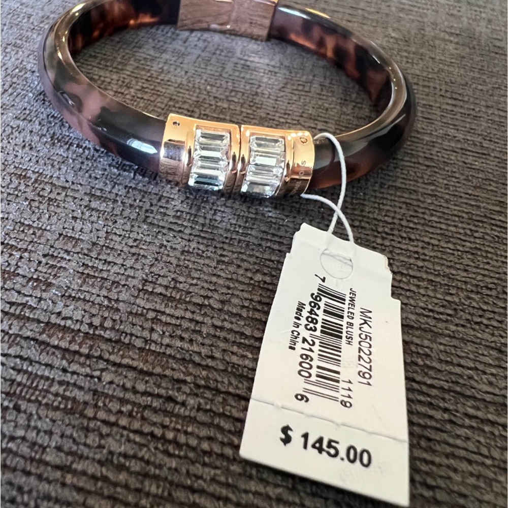 Michael Kors Gold and Brown Bracelet with Geometric Charms